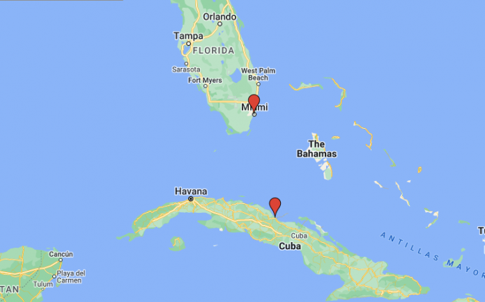 how far is cuba from miami