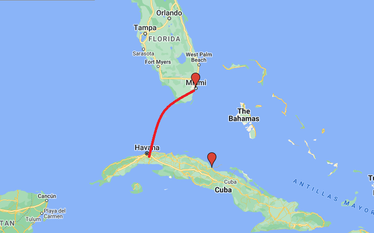 How far is Cuba from Miami Business Facts Hub