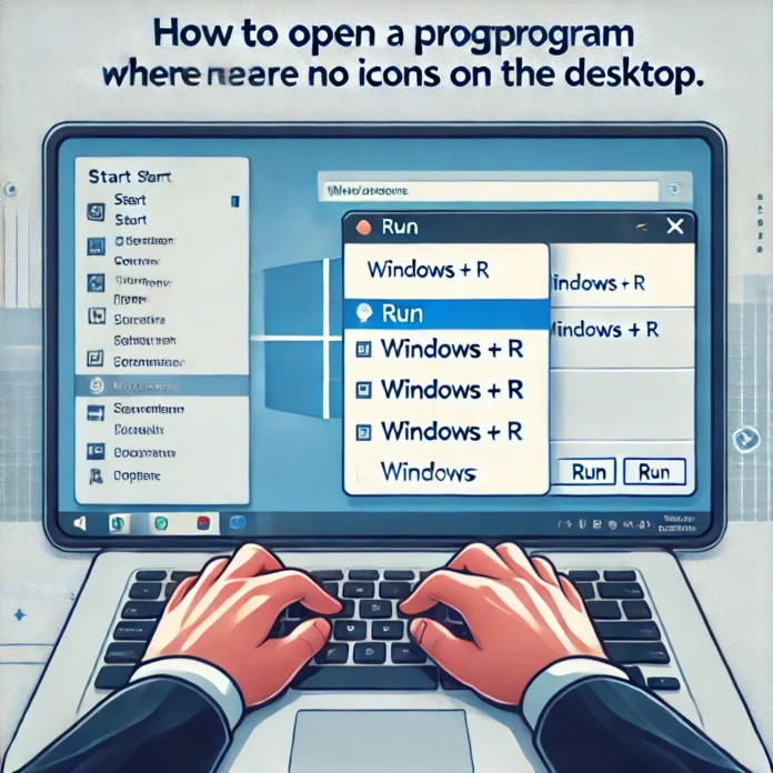 how do you open a program when there are no icons on the desktop